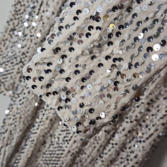 Sanctuary Sequin Mini Dress Silver Cream Size Small Sparkle Cocktail - Picture 10 of 15